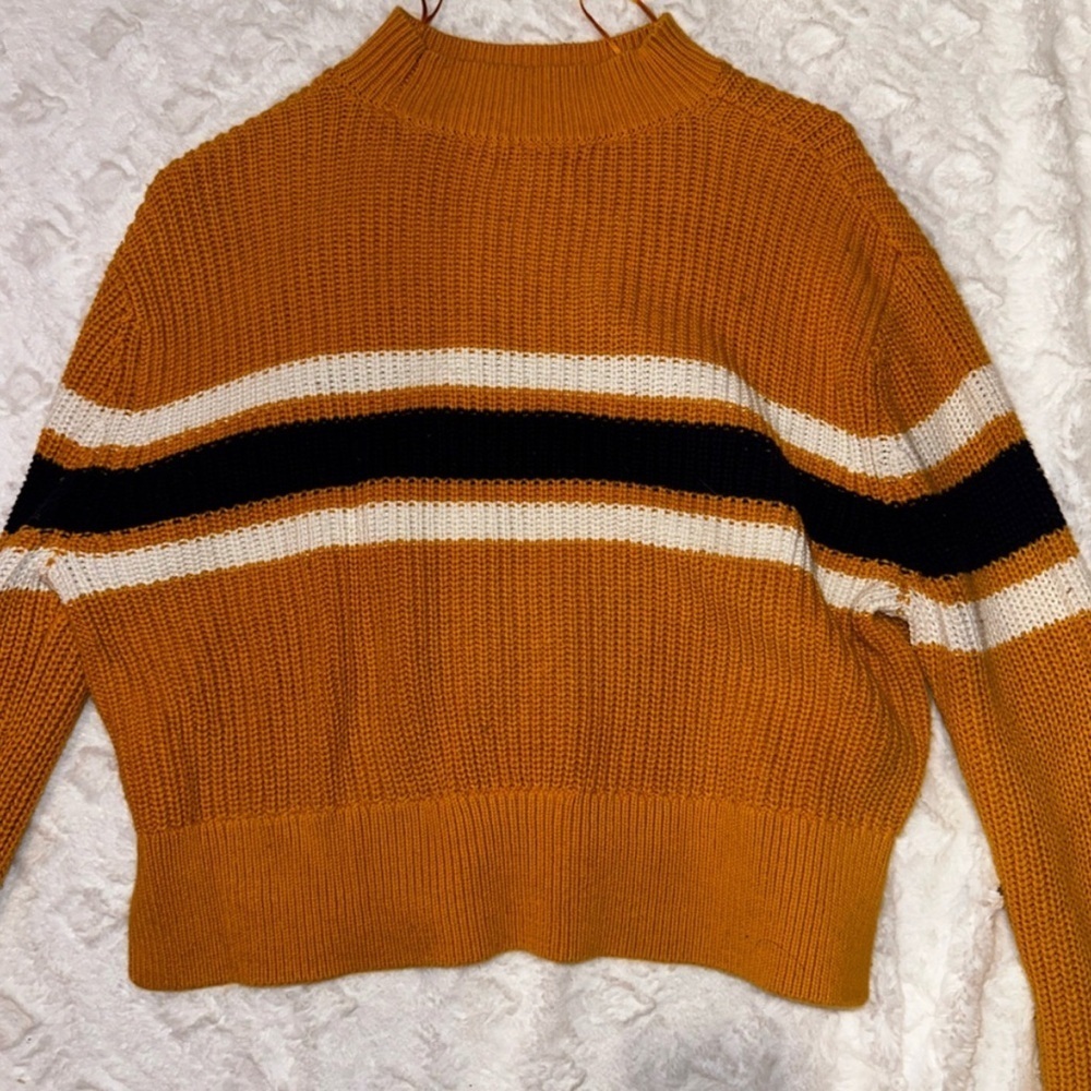 Lotti Moss Mustard Sweater with Stripe - Size Medium